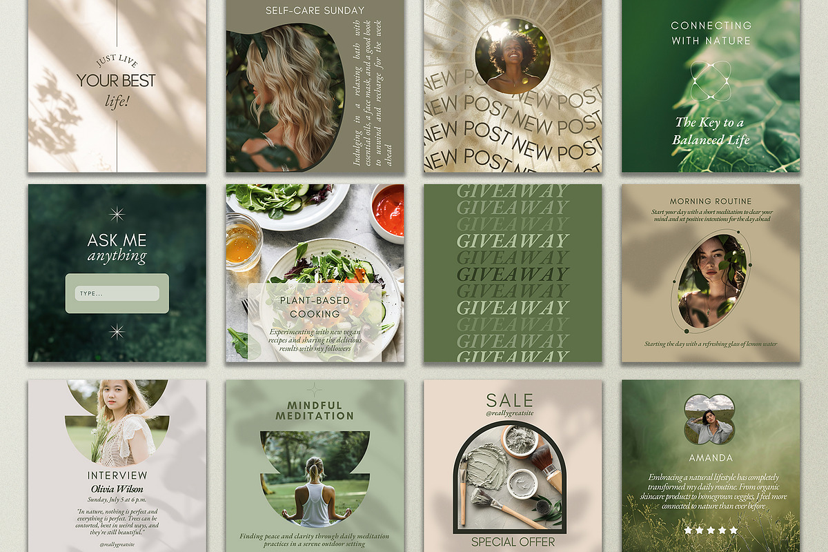 Natural Harmony Social Kit Templates, a Social Media Template by Elena Dorosh (Photo 9 of 13)