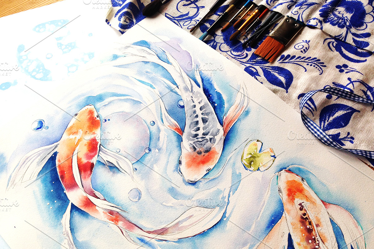 Watercolor Koi Fish, an Illustration by Botanical Art Shop (Photo 5 of 5)