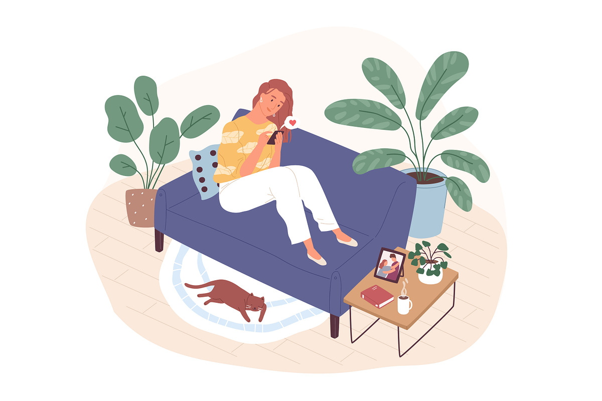 Woman chatting online in dating app, a Person Illustration by Good Studio (Photo 1 of 3)
