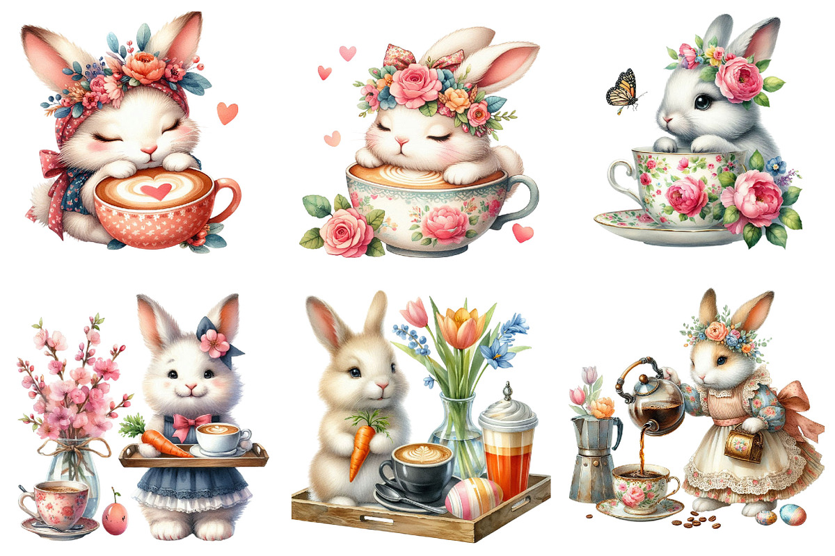 Easter Bunny Love Coffee Clipart, a Graphic by CitraGraphics (Photo 3 of 4)