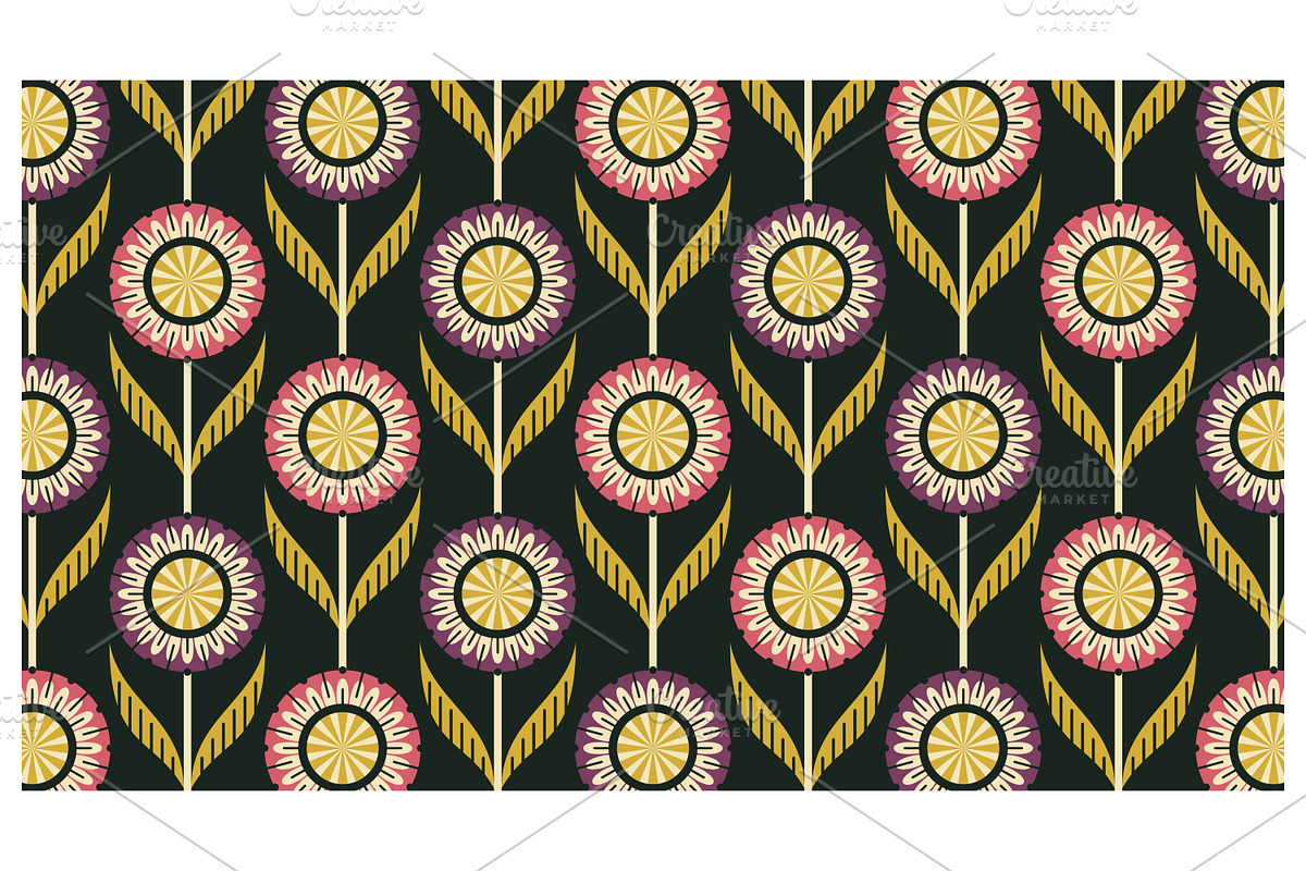 Floral Art Deco Repeat, a Pattern Graphic by Creative Backgrounds
