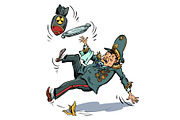 Slipping on a banana peel. A, a Person Illustration by rogistok (Thumbnail 1 of 3)