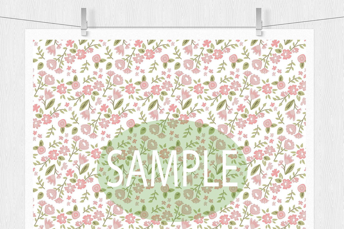Digital Paper - Flower Patterns, a Pattern Graphic by Leska's Digitals (Photo 4 of 6)
