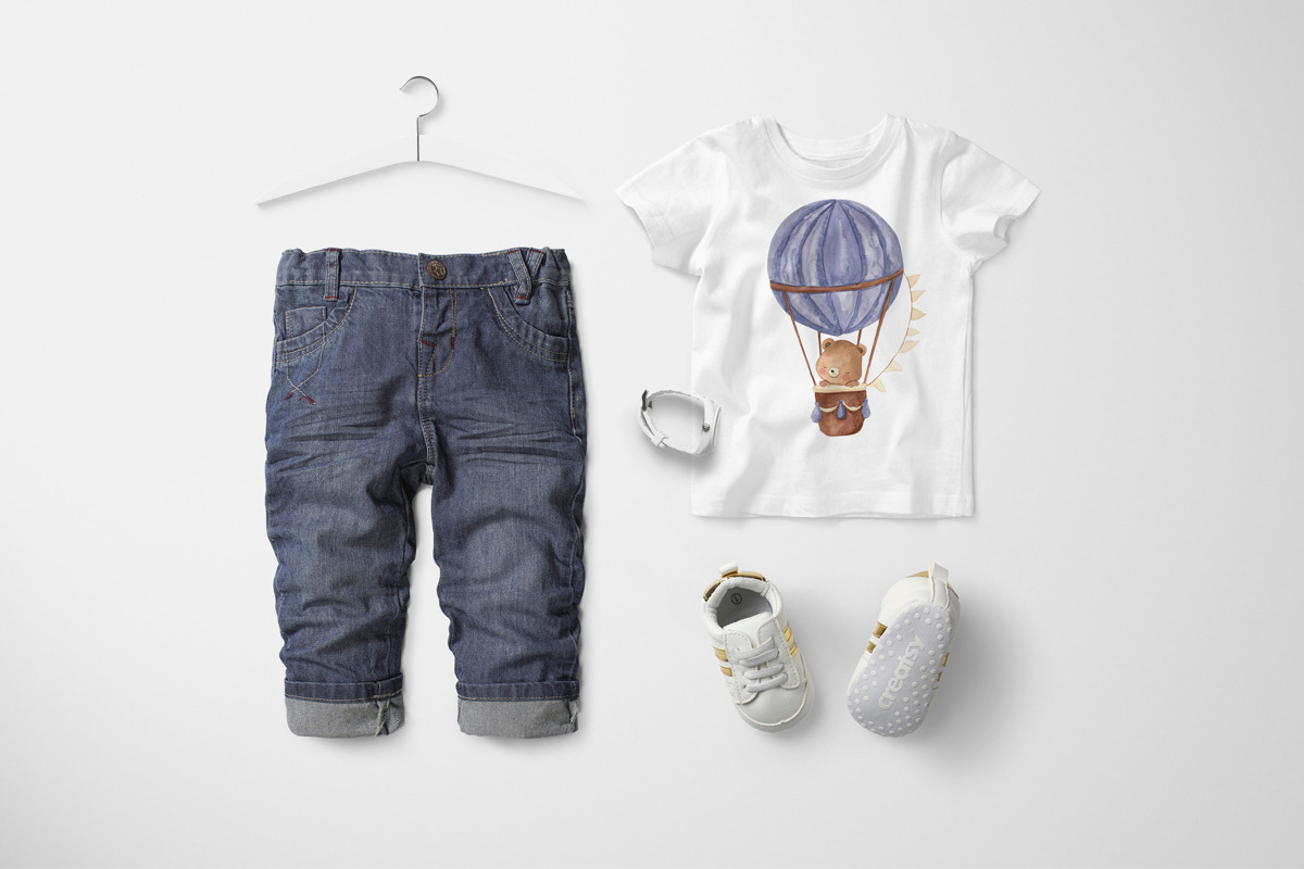 HOT AIR BALLOON clipart. Watercolor, an Animal Illustration by OlliArtDesign (Photo 4 of 5)