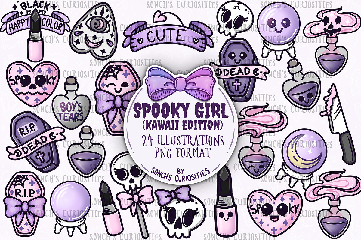 Kawaii Spooky Girl icon clipart pack, a Person Illustration by Sonch' s Curiosities