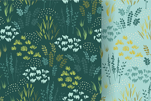 Flower Meadow. 8 Seamless Patterns