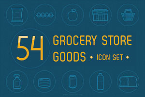 54 Grocery Store Goods - Icon Set