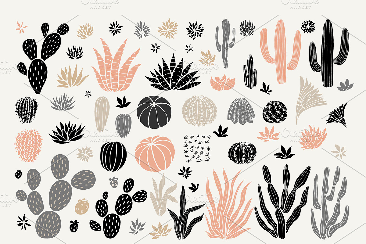 PASTEL Cactuses & Succulents BIG Set, a Decorative Illustration by Iraida_Bearlala (Photo 13 of 13)