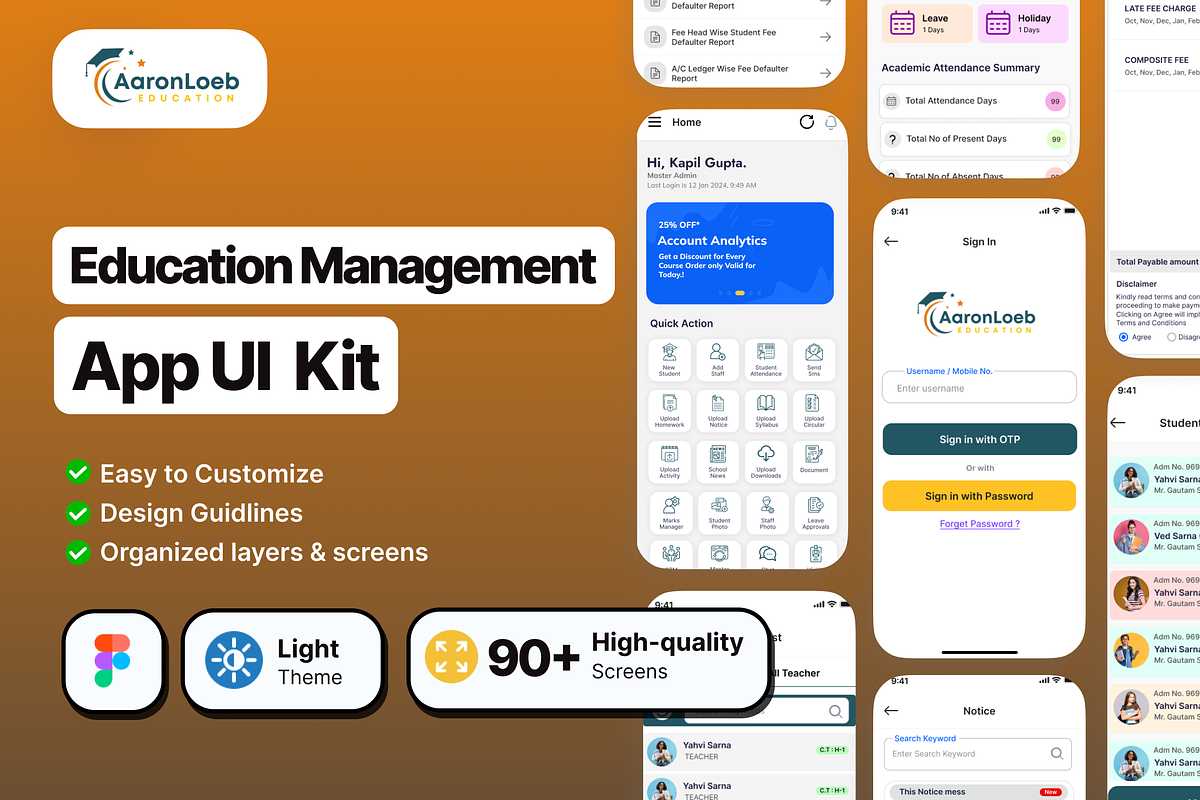 Pakkho E-learning Mobile App UI Kit, an UI Kit Template by piyush608 (Photo 1 of 7)