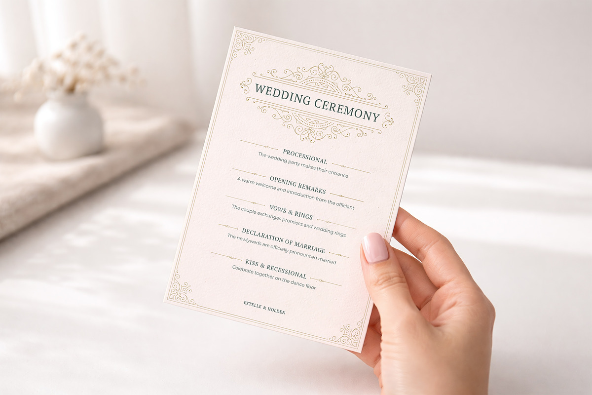 Vintage Wedding Ceremony Program, a Stationery Template by Vasya Kobelev (Photo 5 of 7)