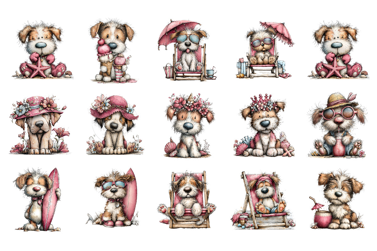 Whimsical Summer Dog Clipart, an Illustration by GatewayDesign (Photo 3 of 3)