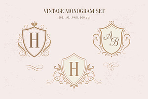 Vintage monogram  design templates, a Branding & Logo Template by MARIA KOLYADINA