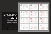 Calendar 2018 Planner Design, a Stationery Template by WORAKAMON Design Studio (Thumbnail 2 of 6)