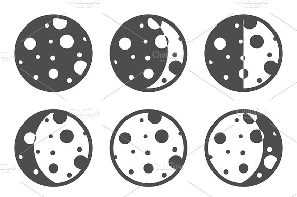 Moon Phases Icons.