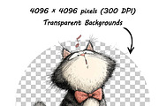 Whimsical Cat Birthday Clipart Set, an Illustration by one-touch (Thumbnail 7 of 16)