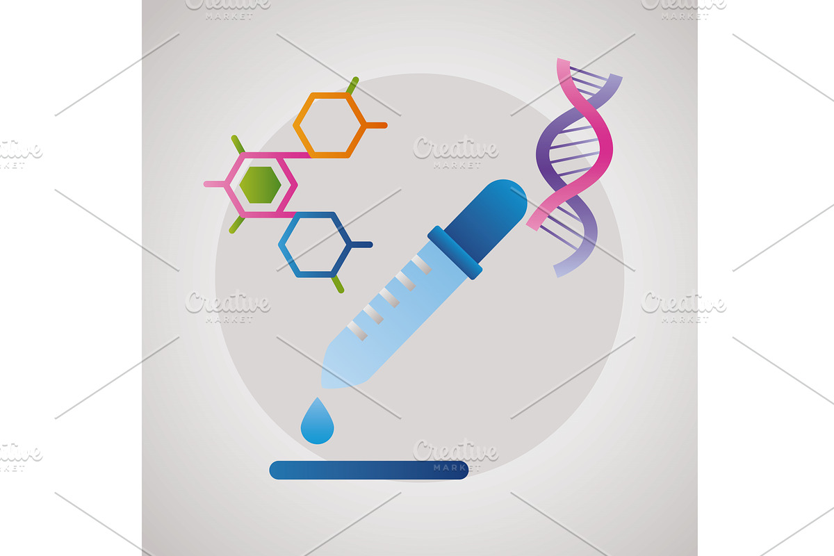 dna and dropper, a Healthcare Illustration by studiogstock