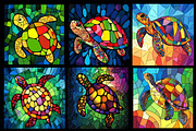 Stained Glass Turtle Coloring Pages, an Animal Illustration by protabsorkar11 (Thumbnail 2 of 5)