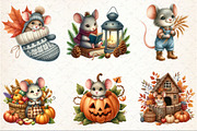 Watercolor Autumn Mouse Clipart, an Illustration by Rose Art (Thumbnail 3 of 7)