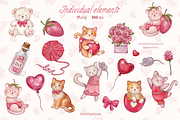 Cute kitties and teddy bears clipart, an Animal Illustration by Peviotadesign (Thumbnail 2 of 11)