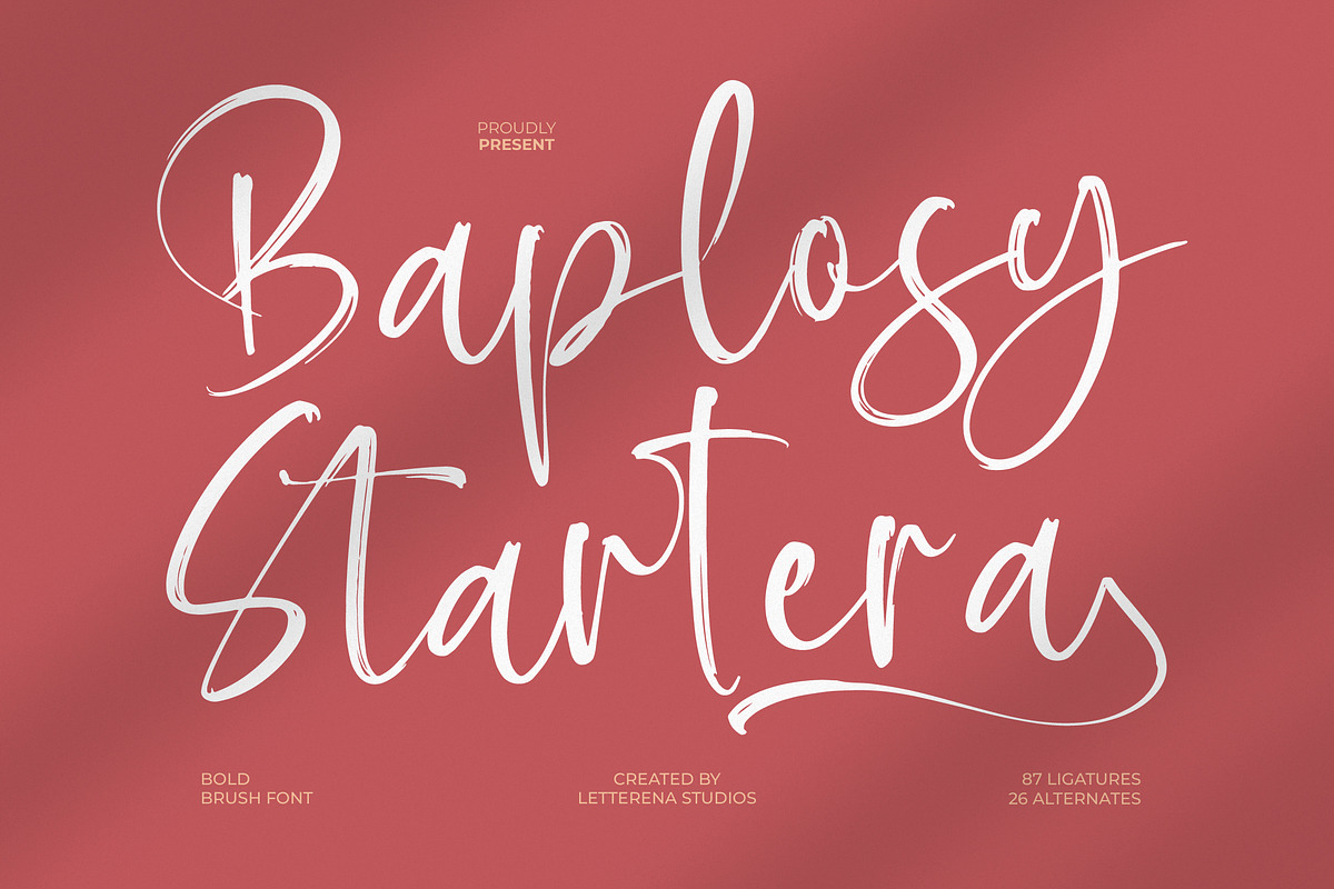 Baplosy Startera Bold Brush Font, a Script Font by Letterena Studios Script (Photo 1 of 20)