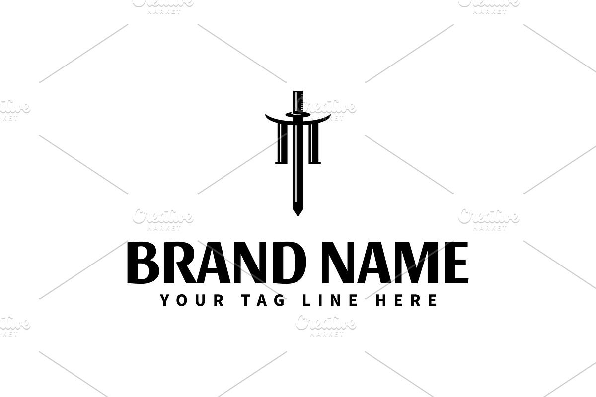 Letter M sword logo design template, an Object Graphic by nicemorning (Photo 1 of 5)