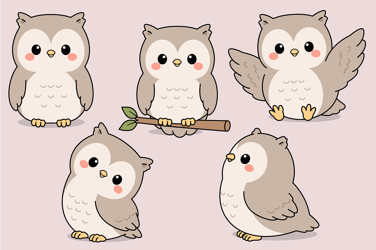 Baby Owl Character Set Collection, an Animal Illustration by Artpon Illustration (Photo 2 of 3)