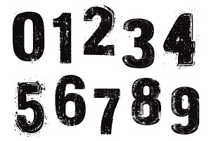 Stamp style grunge numbers. Black, an Object Illustration by Valerie Bodnar