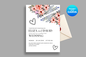 Watercolor Floral Wedding Invitation