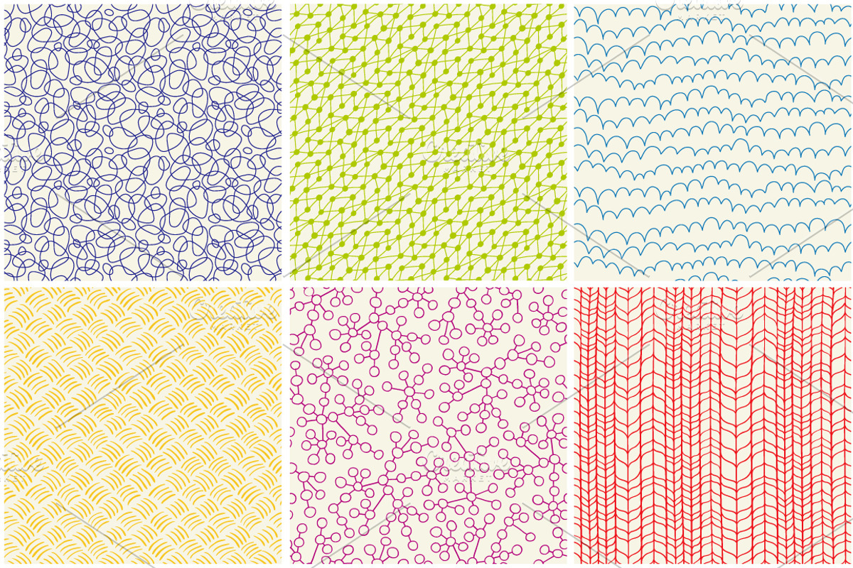 Seamless hand drawn patterns preview 3