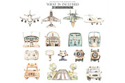Aviator Friends Watercolor Clipart, an Illustration by CharmClipart (Thumbnail 5 of 8)