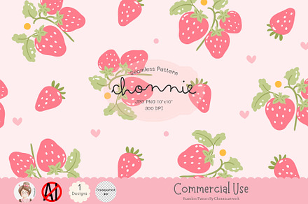 Cute Strawberry Pattern Seamless, a Pattern Graphic by Chonnieartwork