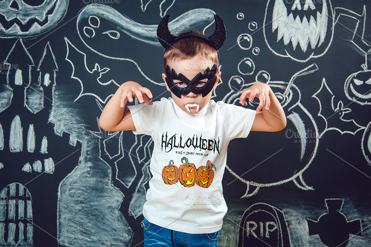 Halloween Kids T-Shirt Mock-Up, a Shirt Mockup by Freeman Studio (Photo 14 of 19)