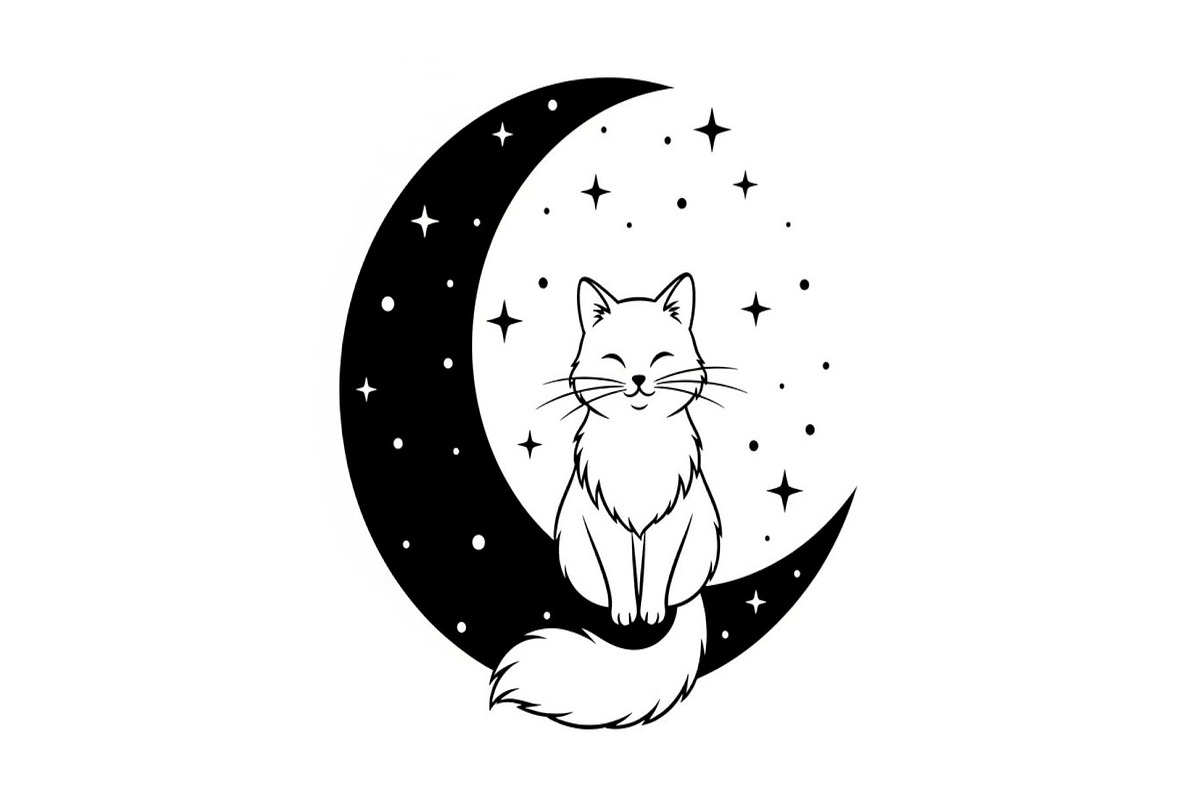 50 Cat Moon Silhouette Vector Bundle, an Illustration by jahid234 (Photo 48 of 51)