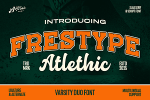Frestype Atlethic, a Slab Serif Font by Artisan Themes