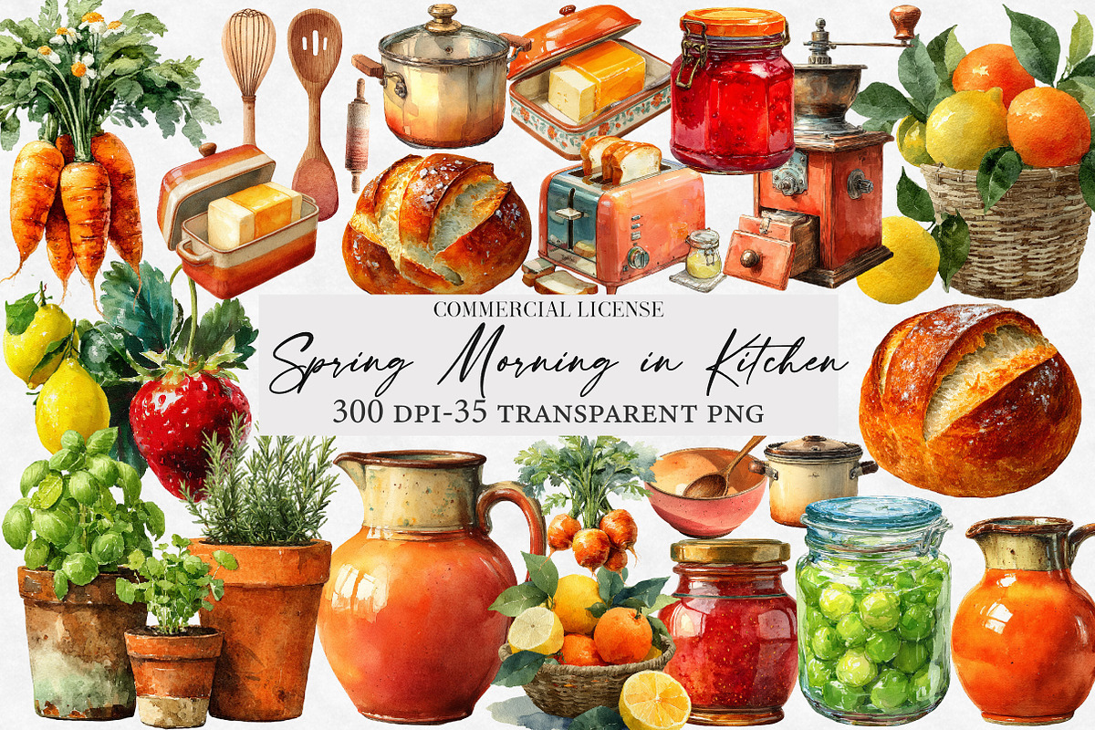 Spring Morning in Kitchen Clipart, an Illustration by Designworld