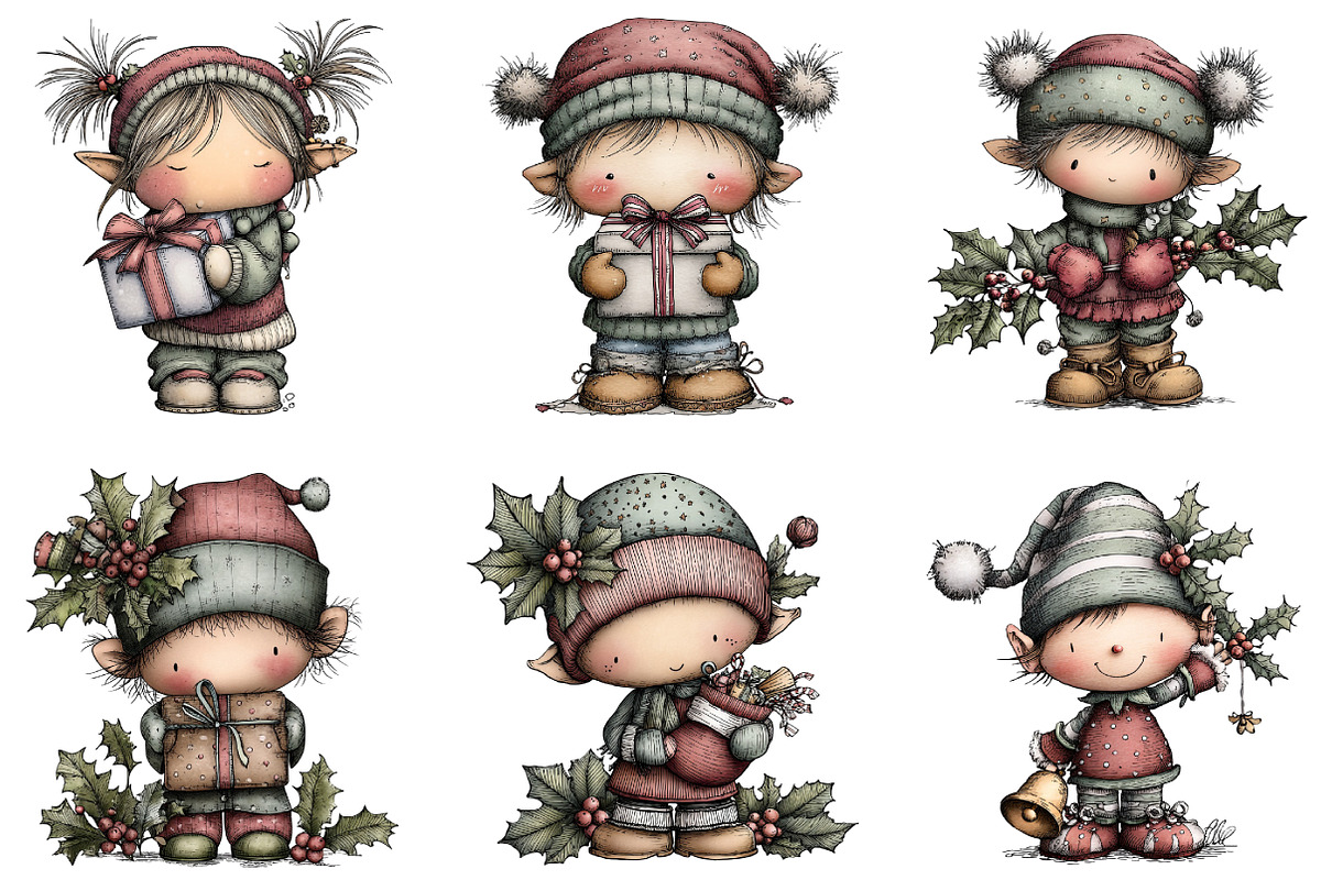 Hand Painted Elf Clipart, an Illustration by DreamArtGraphic (Photo 2 of 5)