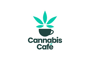 Cannabis Cafe Coffee Drink Tea Logo