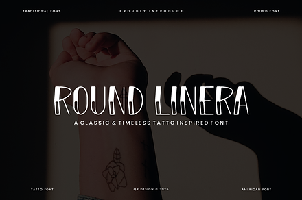 Round Linera - Classic Tattoo Font, a Sans Serif Font by QR Design Studio