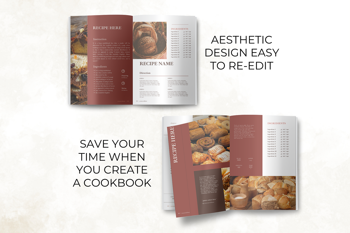 Aesthetic Cookbook Recipe Cards, a Presentation Template by Digital By Nikoleta (Photo 3 of 10)