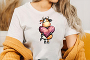Whimsical Valentine Cow Clipart, an Illustration by SVGArt (Thumbnail 3 of 8)