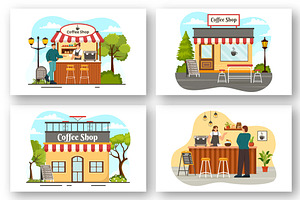 12 Coffee Shop Illustration