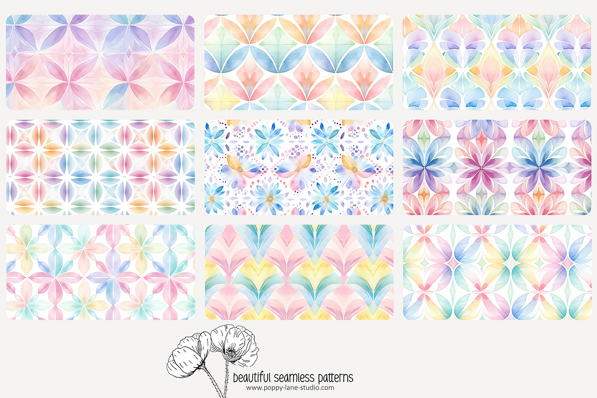80 pastel geometric seamless pattern, a Pattern Graphic by Poppy Lane Studio (Photo 6 of 11)