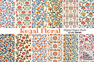 Ornamental Floral Marigold Damask, a Pattern Graphic by Fine Purple Elephant