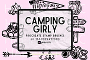 Camping Girly Procreate Brushes Set, a Brush Add-On by HalieKStudio (Thumbnail 1 of 10)