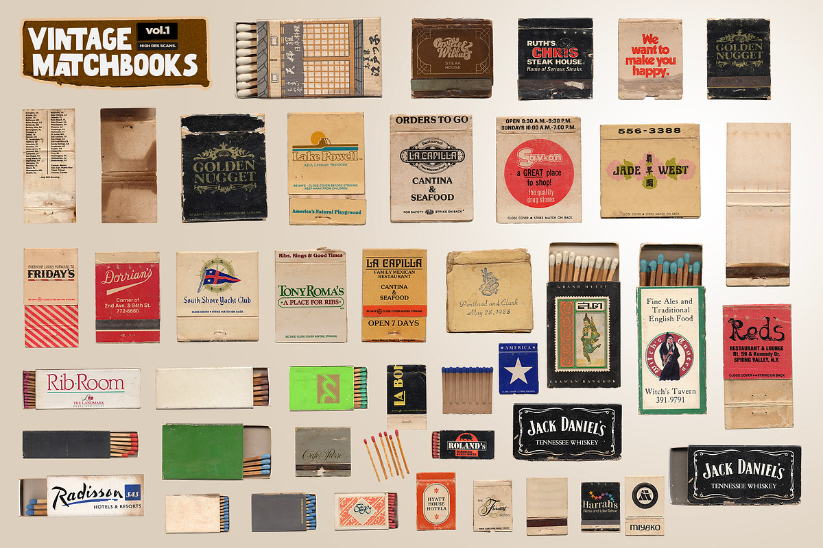 Vintage Matchbook Objects, an Object Graphic by Layerform Design Co.