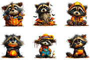 Halloween Raccoon Clipart Bundle, a Seasonal Illustration by CreationArt (Thumbnail 4 of 5)