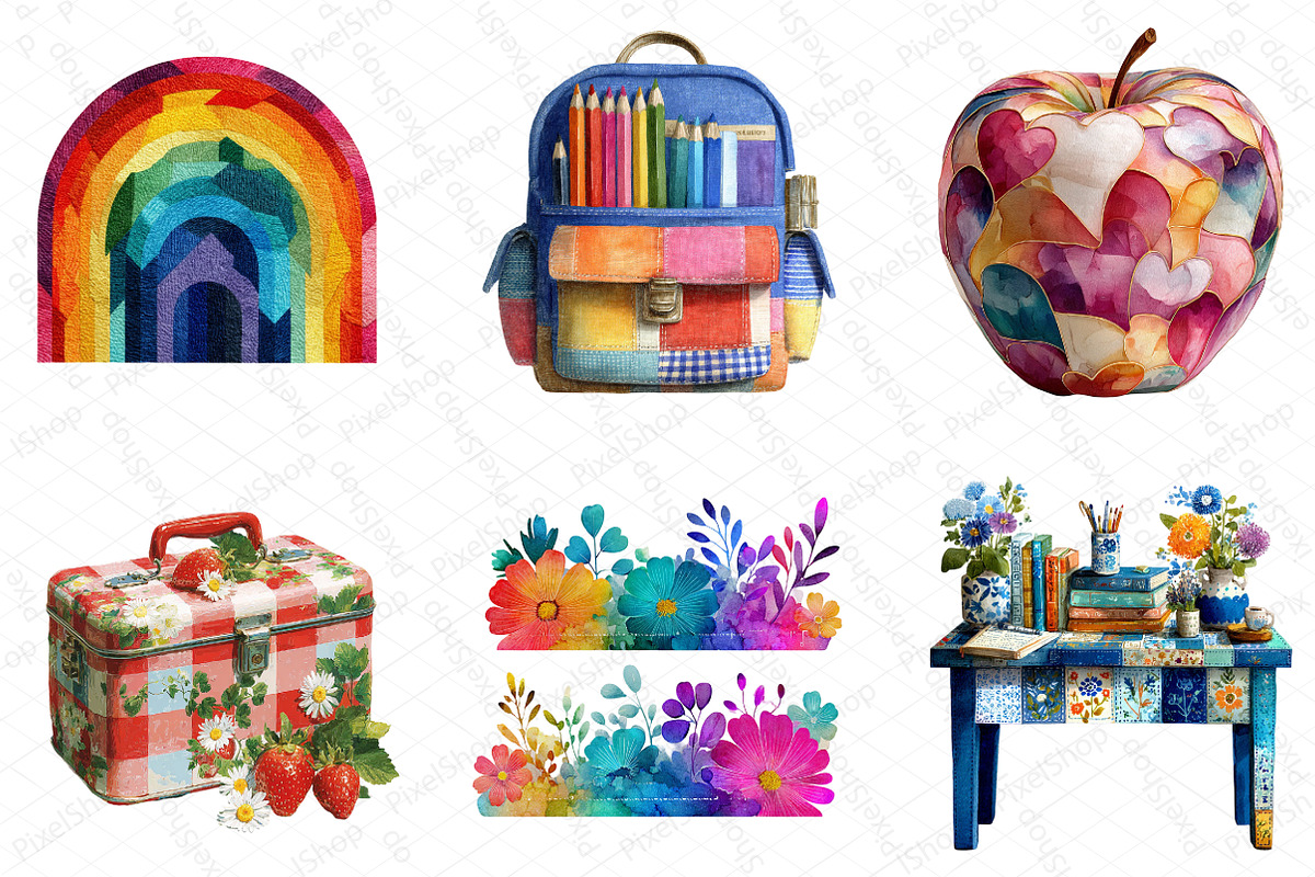Patchwork Back to School Clipart, an Illustration by DreamPrint404 (Photo 5 of 5)