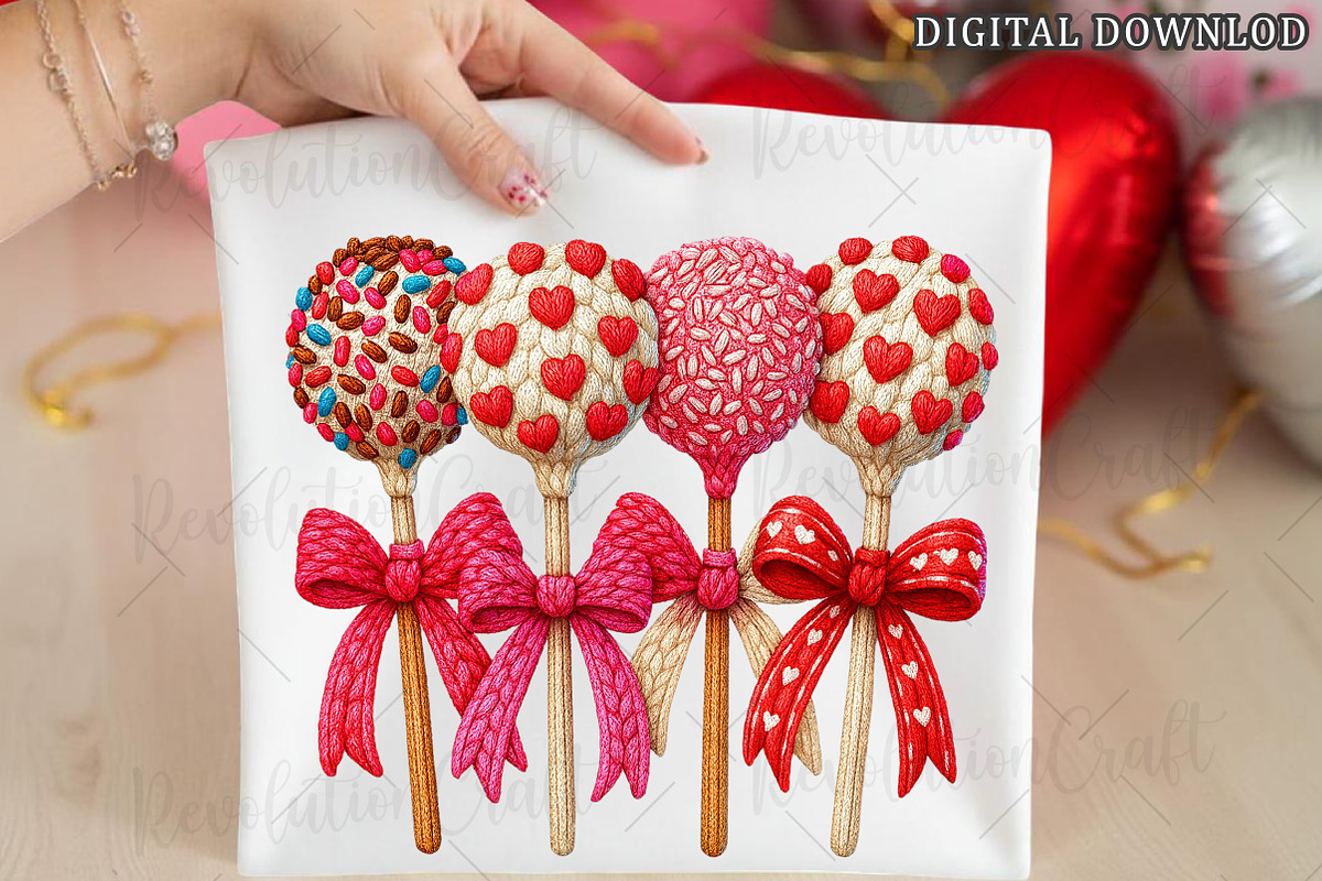 Faux Crochet Valentines Lollipop Png, an Illustration by OK Design (Photo 2 of 6)