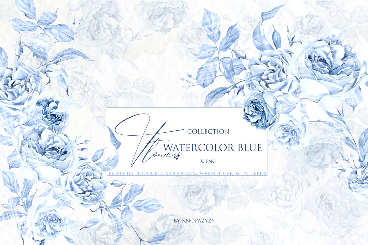 Watercolor Blue Wedding Collection, an Object Graphic by Knopazyzy (Photo 1 of 9)