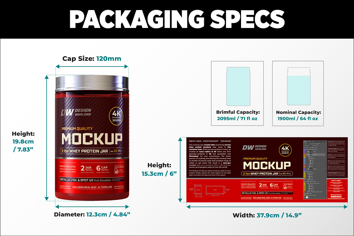2lb Whey Protein Jar Mockup B2-Pro, a Packaging Mockup by Design Warlord (Photo 13 of 16)